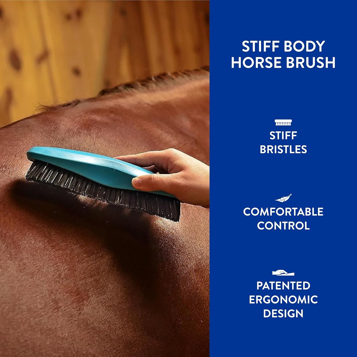image:imageWAHL Professional Animal Equine Grooming Stiff Body Horse Brush Horse Grooming Brush Comfortable Stiff Equine Brush Ergonomic Design Removes Dirt Sweat amp Loose Hair Turquoise 858705100Turquoise