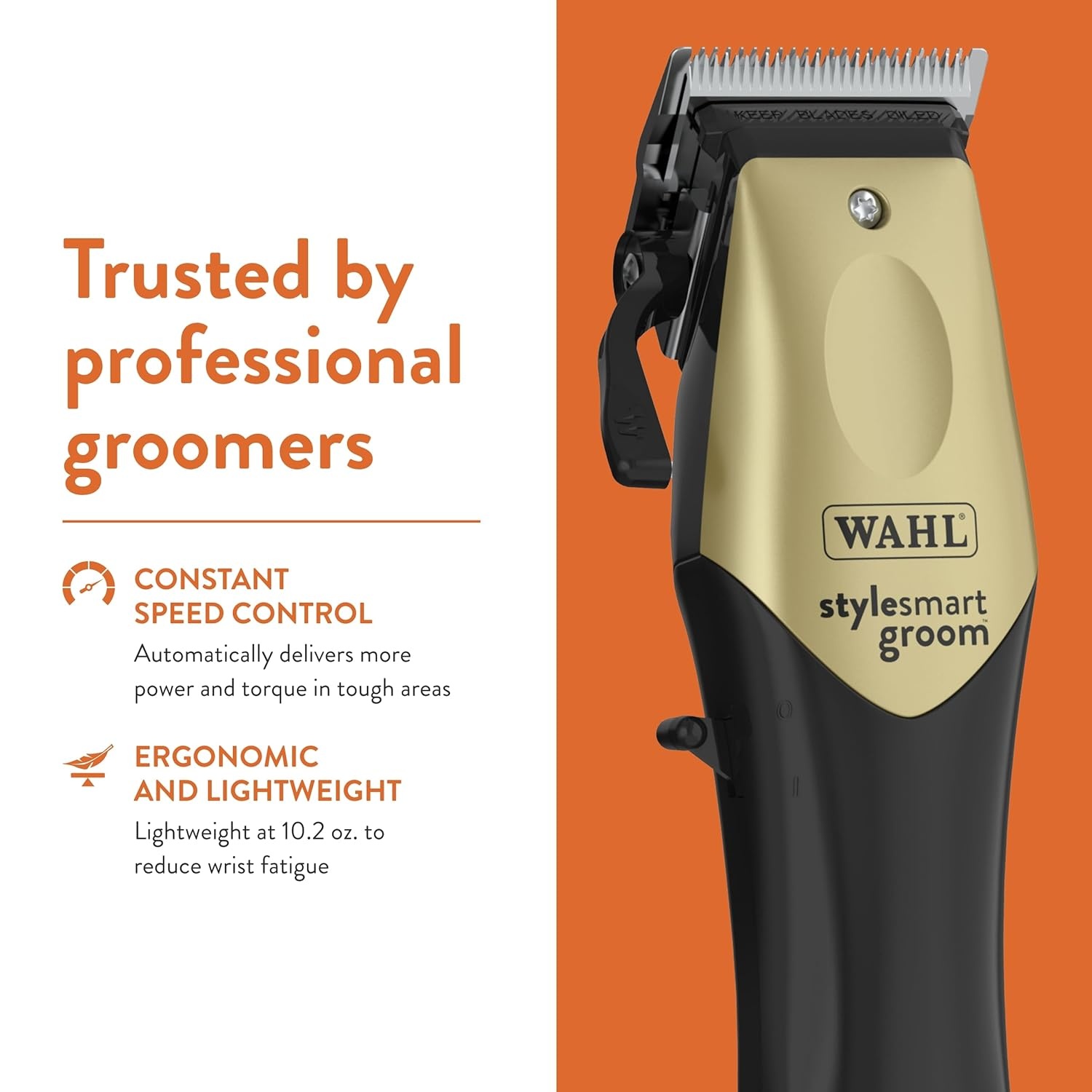 imageWAHL Professional Animal StyleSmart Cordless Clipper Kit for Pet Dog amp Cat Grooming 70007 Dog Cat amp Horse Grooming Supplies Pet Hair Trimmer with Guide Combs amp Blade GoldClipper Kit