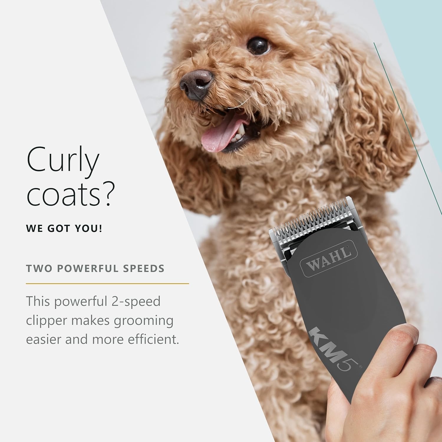 imageWahl Pro Animal Curly Coat KM 2Speed Pro Clipper Cat amp Dog Grooming Clipper for Pet Care Great for Poodles amp Golden Doodles Includes 2 Stainless Steel Guide Combs Gunmetal