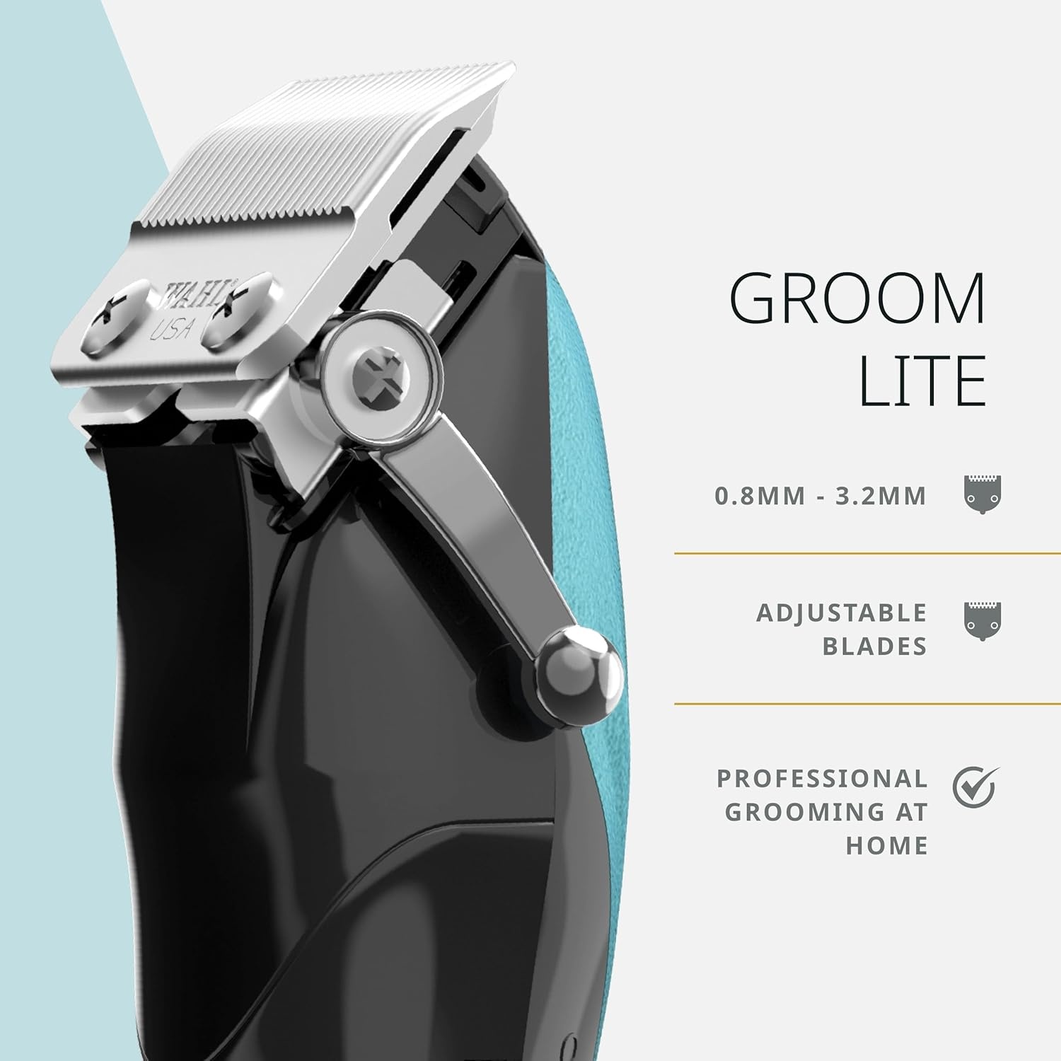 image:imageWahl Pro Animal Groom Lite Pet Clipper Cordless amp USB Charging Adjustable Blades Professional Grooming Kit for Dogs Cats amp Small Pets BlackMetallic Blue