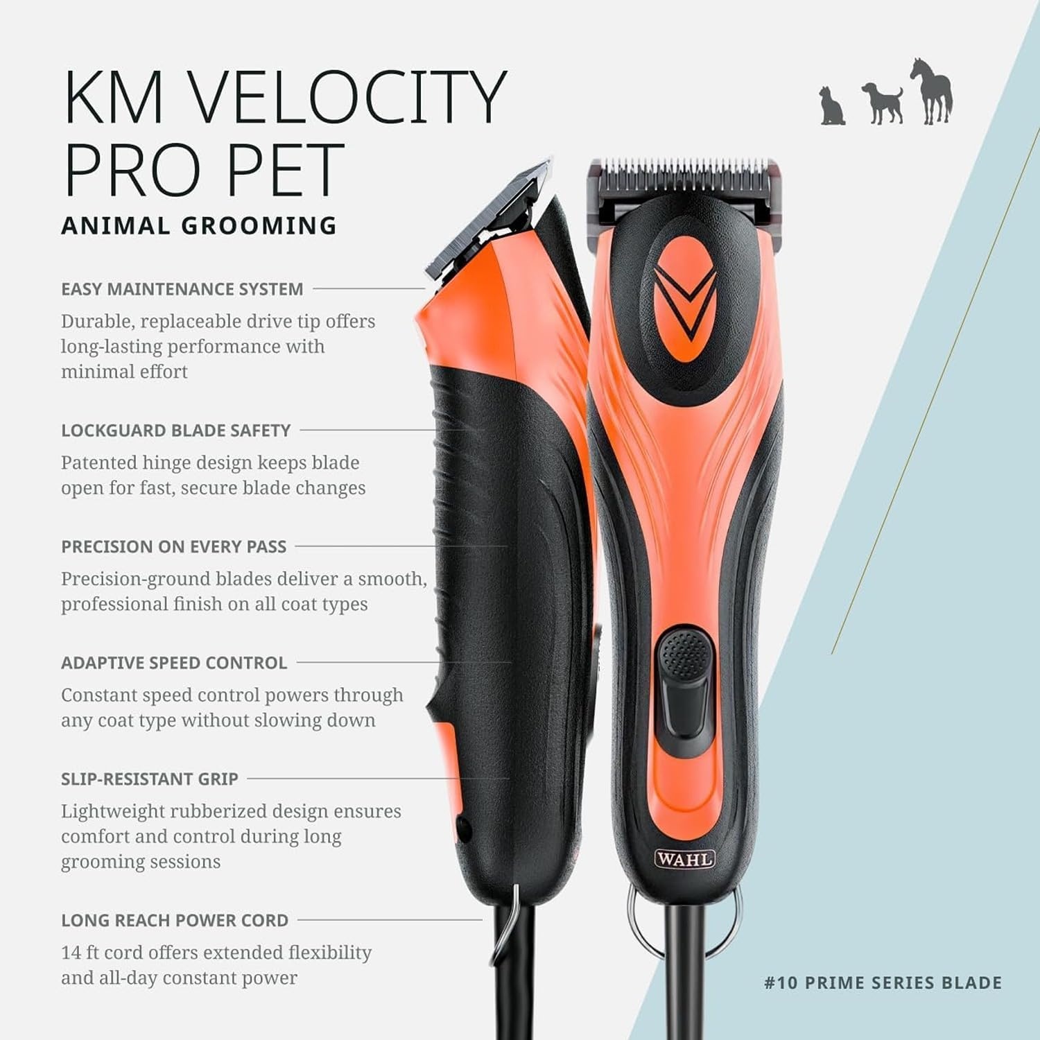 image:imageWahl Pro Animal KM Velocity Corded Clipper Dog Cat amp Horse Clippers Premium Pet Grooming Essentials with Detachable Blades NoSlip Grip