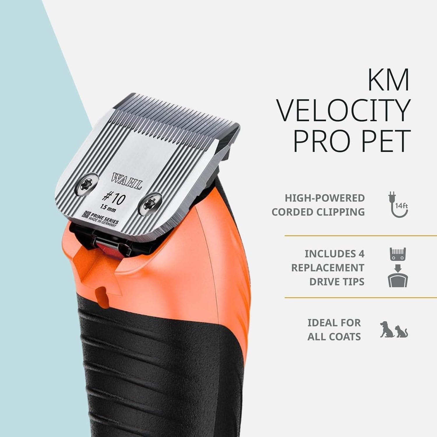 image:imageWahl Pro Animal KM Velocity Corded Clipper Dog Cat amp Horse Clippers Premium Pet Grooming Essentials with Detachable Blades NoSlip Grip