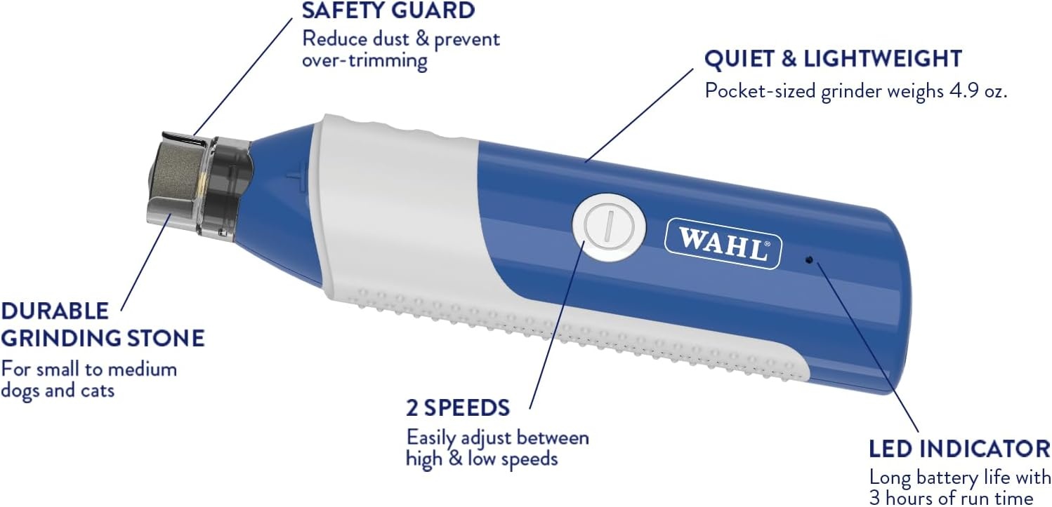 imageWahl Professional Animal Flexion Cat and Dog Nail Grinder Professional 2Speed Rechargeable Electric Pet Nail Trimmer Paw Grooming amp Smoothing for Dogs amp Cats 3023207