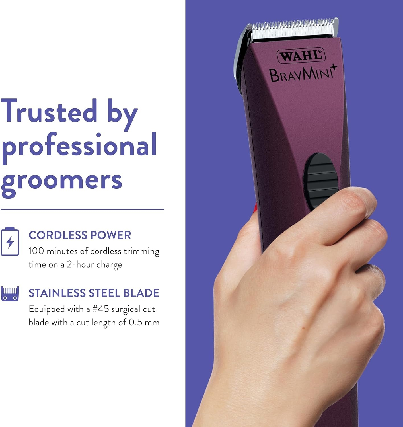 imageWahl Professional Animal Bravmini Pet Dog Cat amp Horse Cordless Trimmer Kit Purple