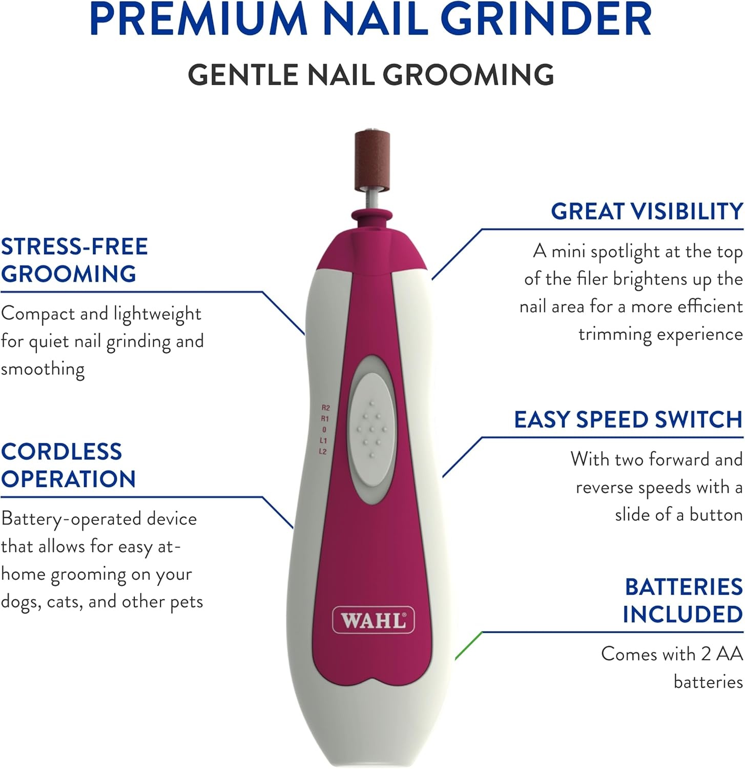 imageWahl Professional Animal Pet Dog and Cat Premium Nail Grinder Trimming Kit 5972Premium Nail Grinder