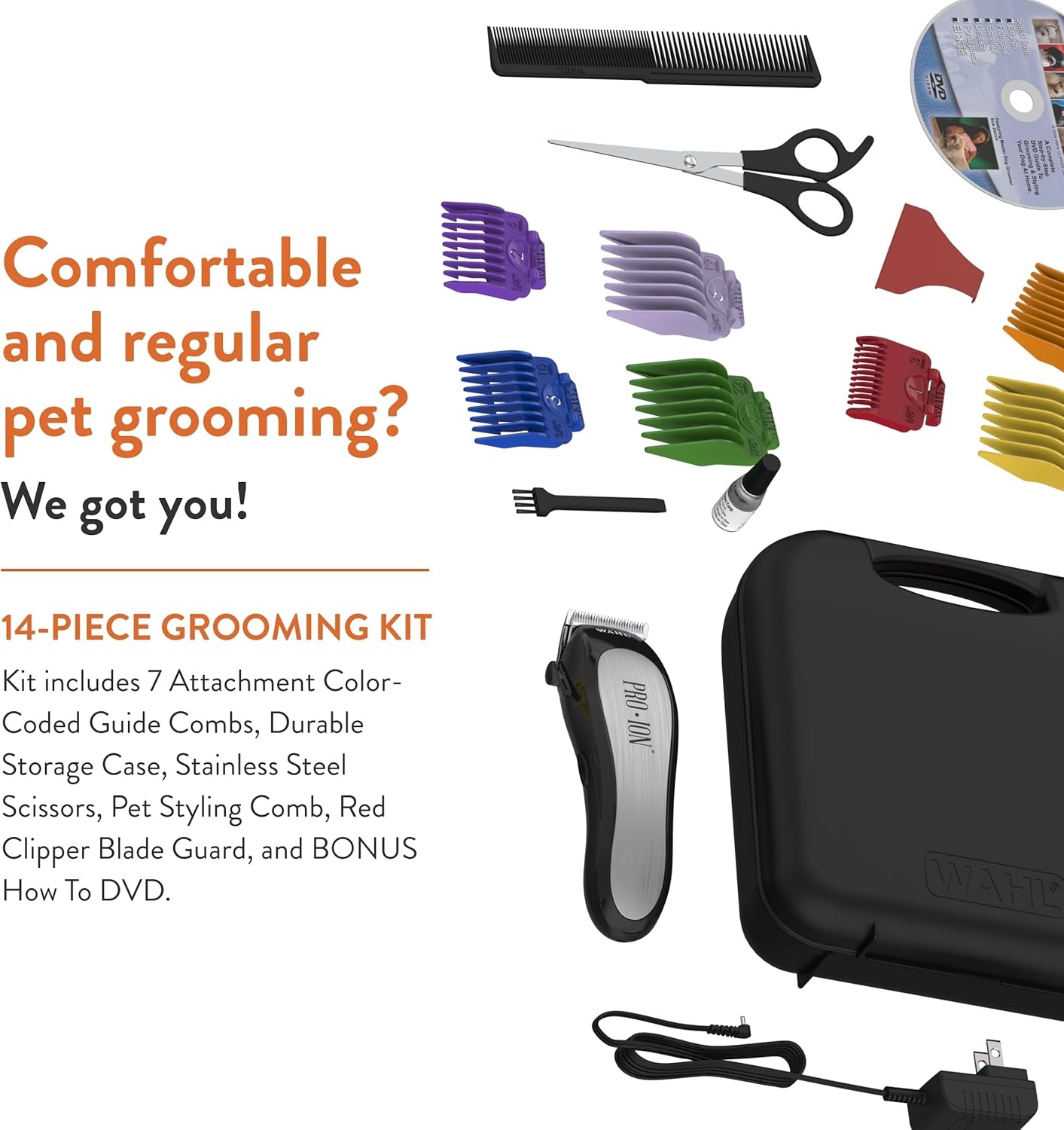 imageWahl Professional Animal Pro Ion Pet Dog amp Cat Cordless Clipper Kit 9705 Cat Dog amp Pet Grooming Kit Great Pet Grooming Clippers for FirstTime Groomers with 2 Hour Run TimeChrome